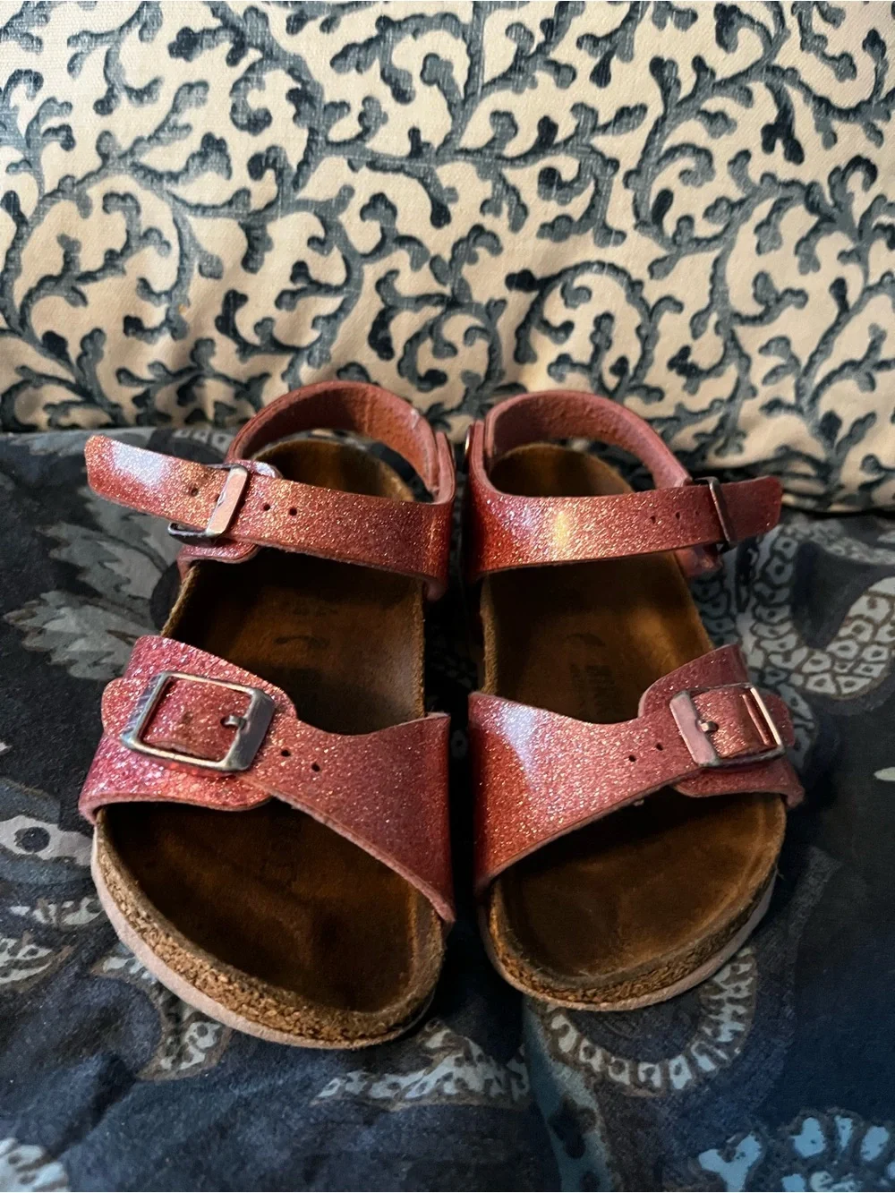Birkenstock Kids Glitter Rose Pink Double-Buckle Sandals
